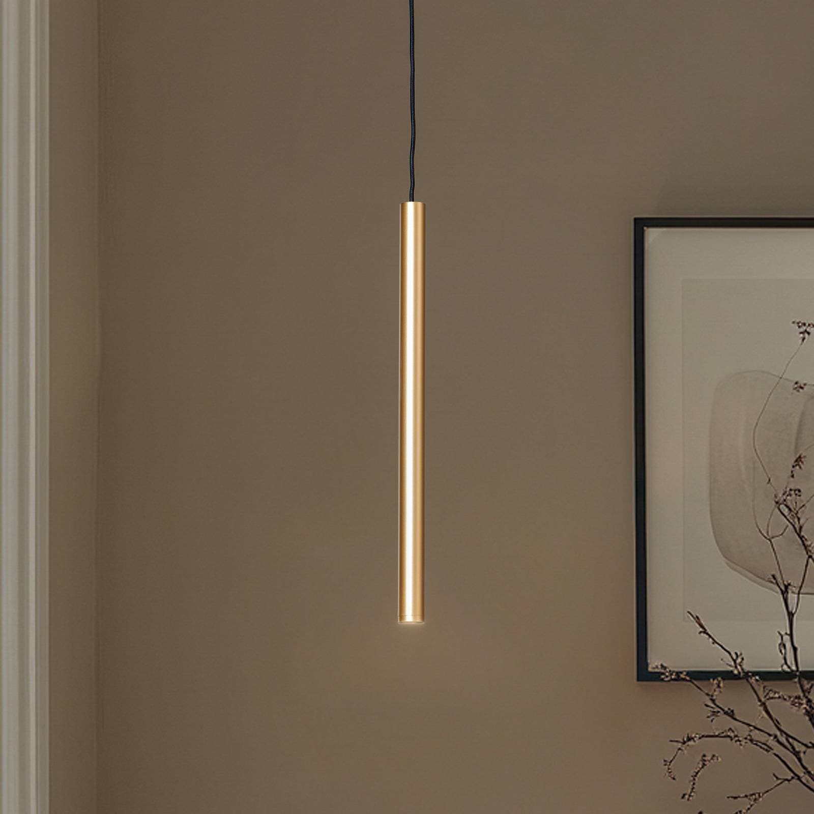 LED závesné svietidlo Rulo, zlaté, Ø 3,2 cm, oceľ, 3000 K