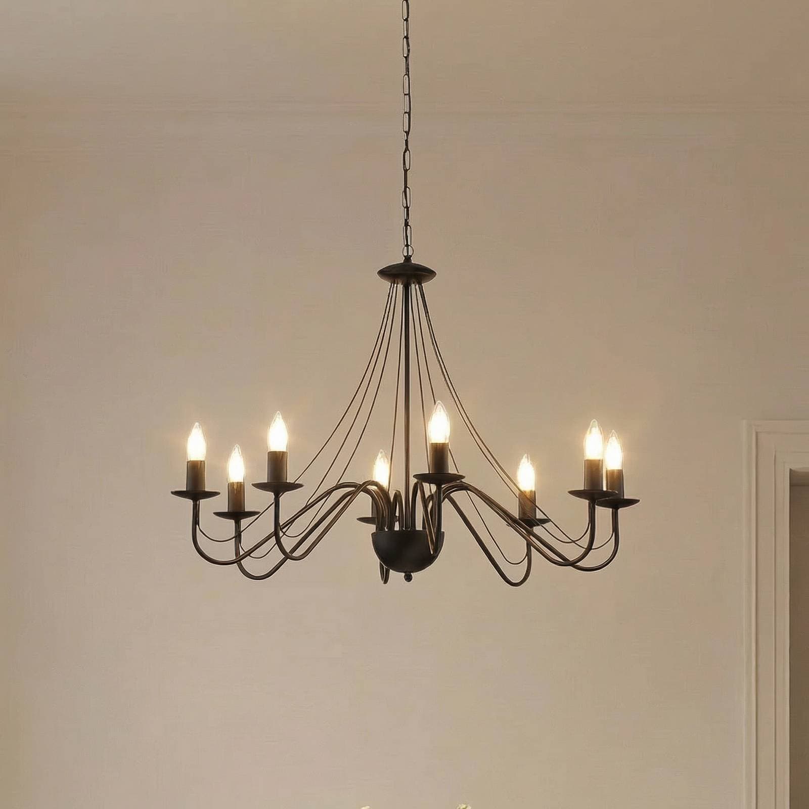 Luster Malbo, čierny, kov, 8-pl., E14