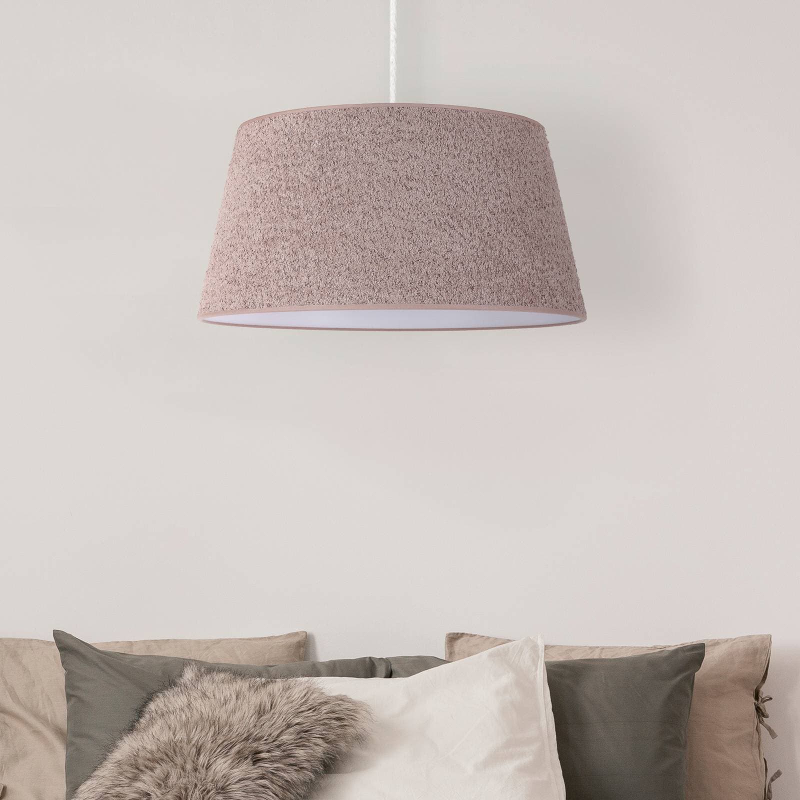 Euluna závesné svietidlo Boucle, textil cappuccino, Ø 50 cm, 1-pl.