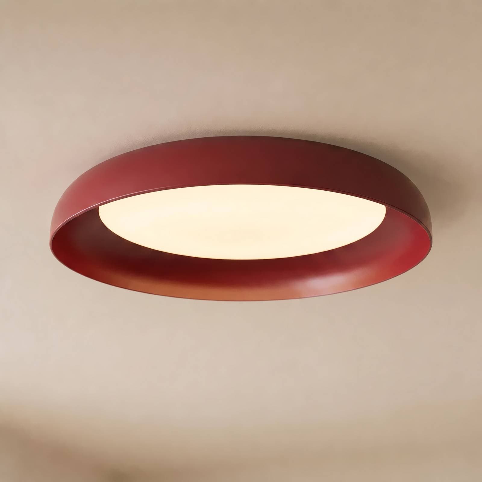 Stropné LED svetlo Lindby Florie, červené, kovové, Ø 40 cm