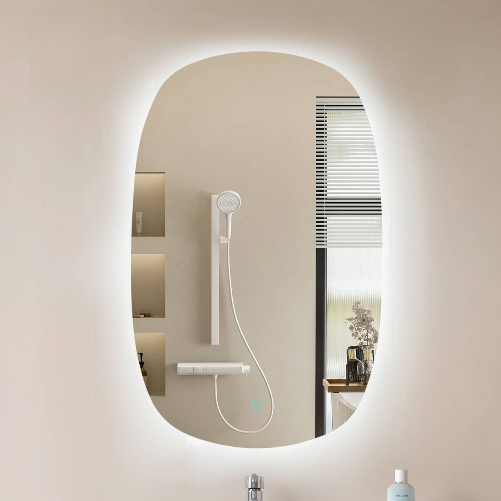 Lucande LED zrkadlo Celestiel, oválne, vyhrievané, CCT, 80 cm