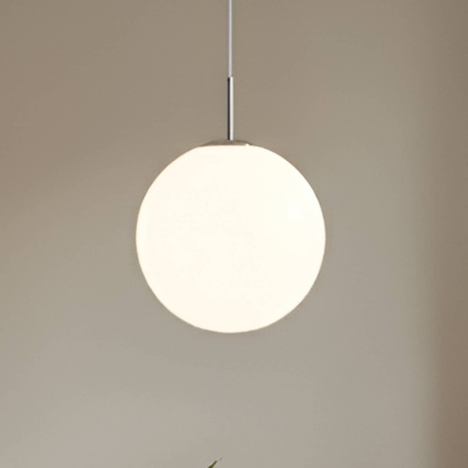 Závesné svetlo Lindby Marike, Ø 40 cm, biele, sklo, guľa, E27