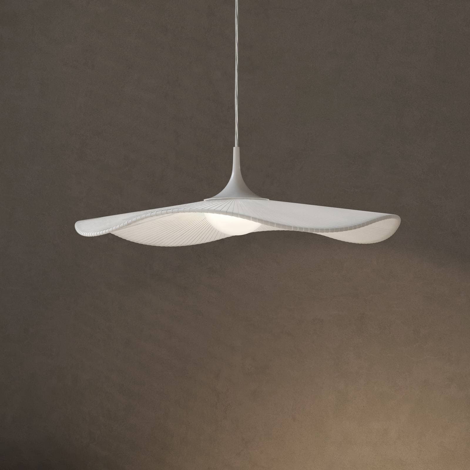 Bover LED závesná lampa Mediterránia, biela, Ø 52 cm, plast