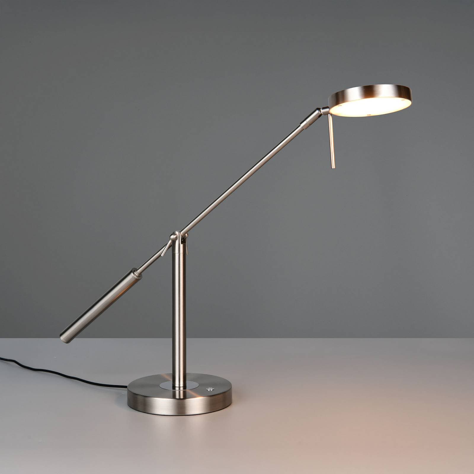 Stolová LED lampa Monza, niklová farba, výška 52 cm, kov