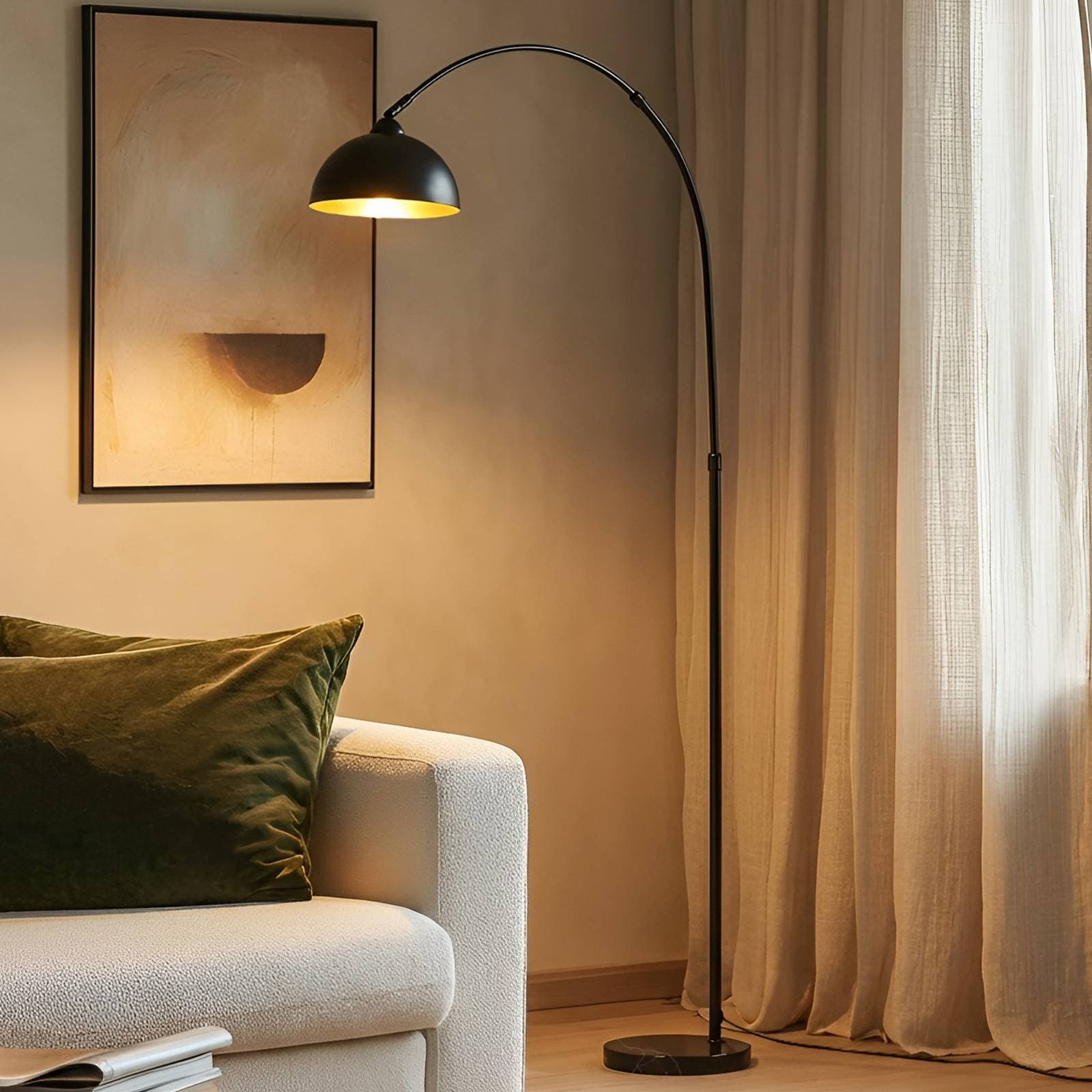 Stojacia lampa Lindby Tonka, čierne, kov, 185 cm, E27