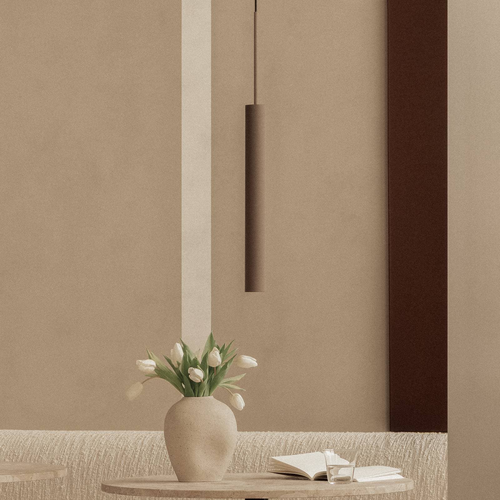 Závesné svietidlo Audo Tubulaire, výška 48 cm, bronz, hliník