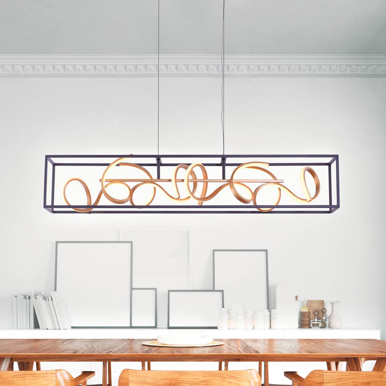 LED závesné svietidlo SELINA, čierna/zlatá, dĺžka 110 cm, s funkciou Switchdim