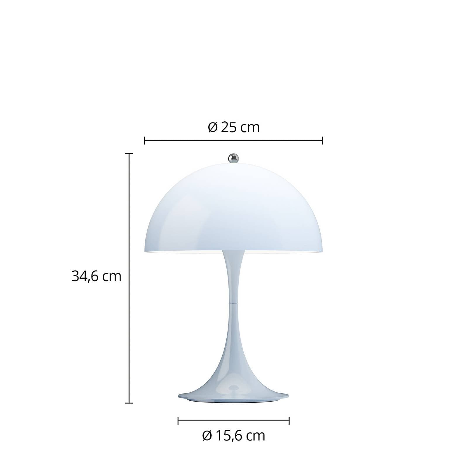 Louis Poulsen Akumulátorová lampa Panthella PORTABLE 250 svetlo modrá IP44