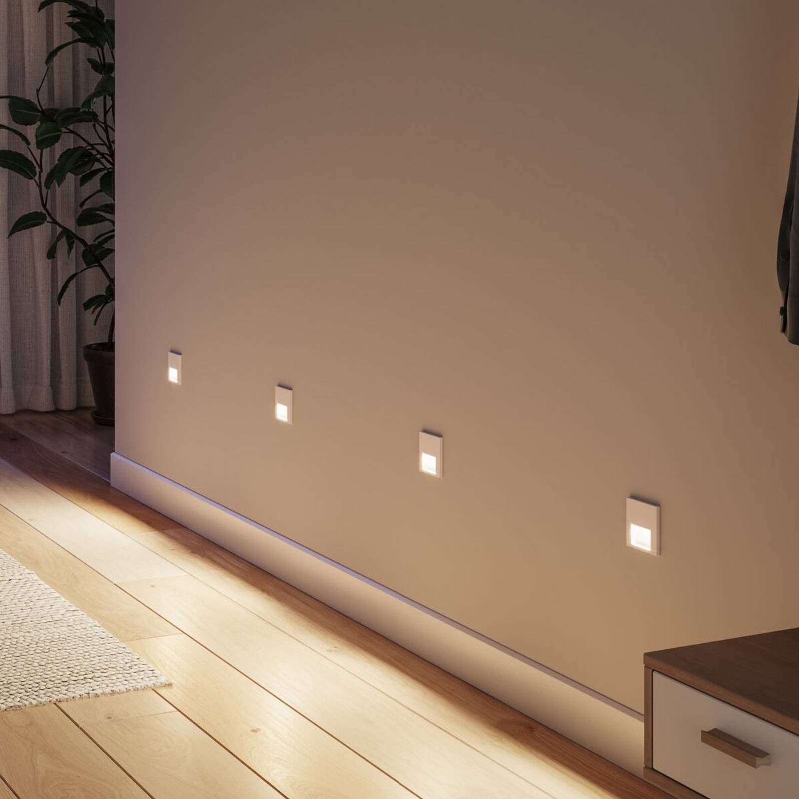 Vstavaná LED nástenná lampa Paulmann Tsaro, biela, plast, 2700 K