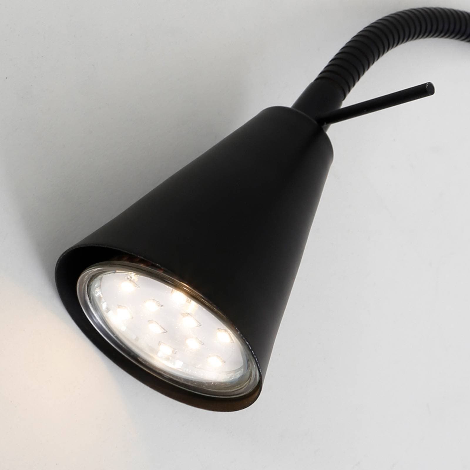 LED nástenné svetlo Tusa, čierne, kovové, 45 cm, flexibilné rameno