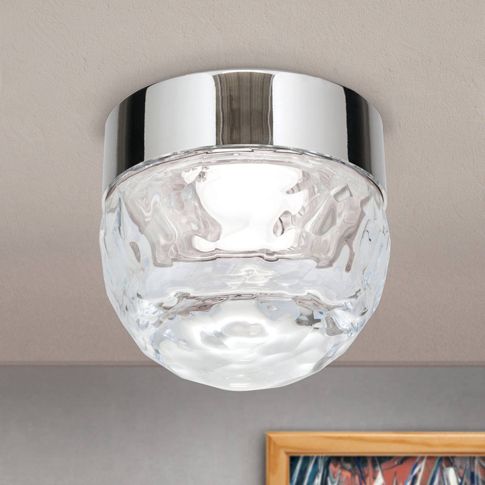 Stropné LED svietidlo Lopta 1-pl., nikel, okrúhle