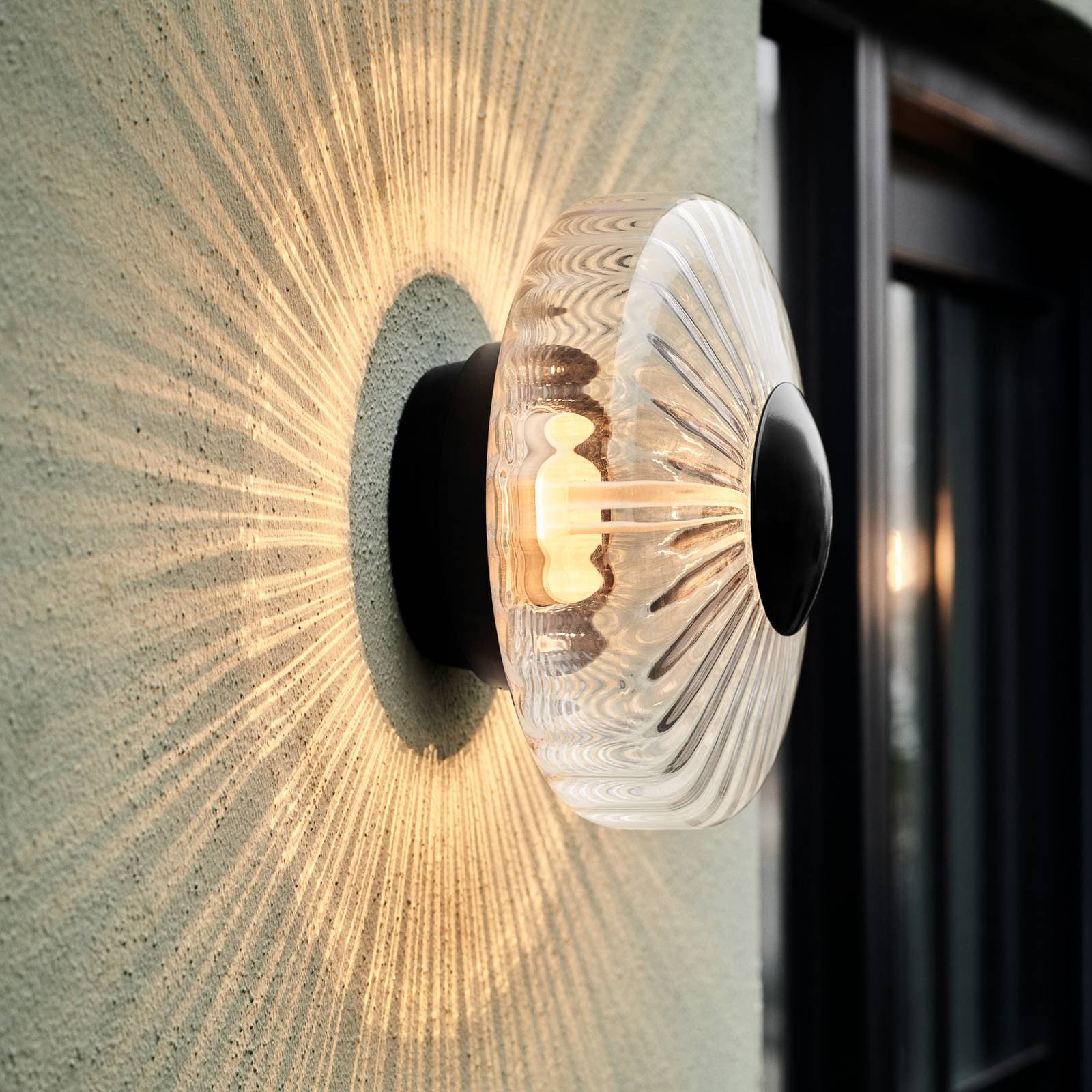 LED vonkajšie nástenné svietidlo New Wave Optic, sklo, Ø 26 cm, IP65