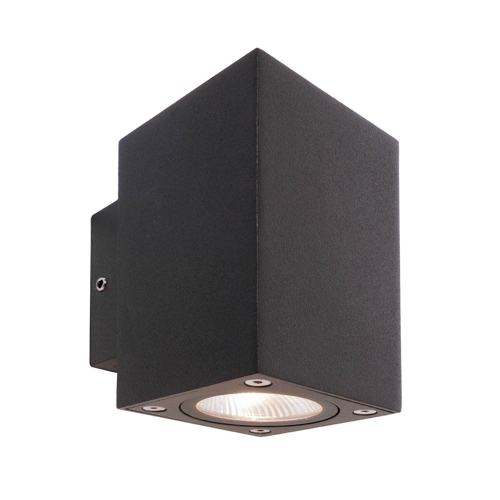 LED vonkajšie nástenné svietidlo Cubodo Double Mini, hliník, tmavošedá