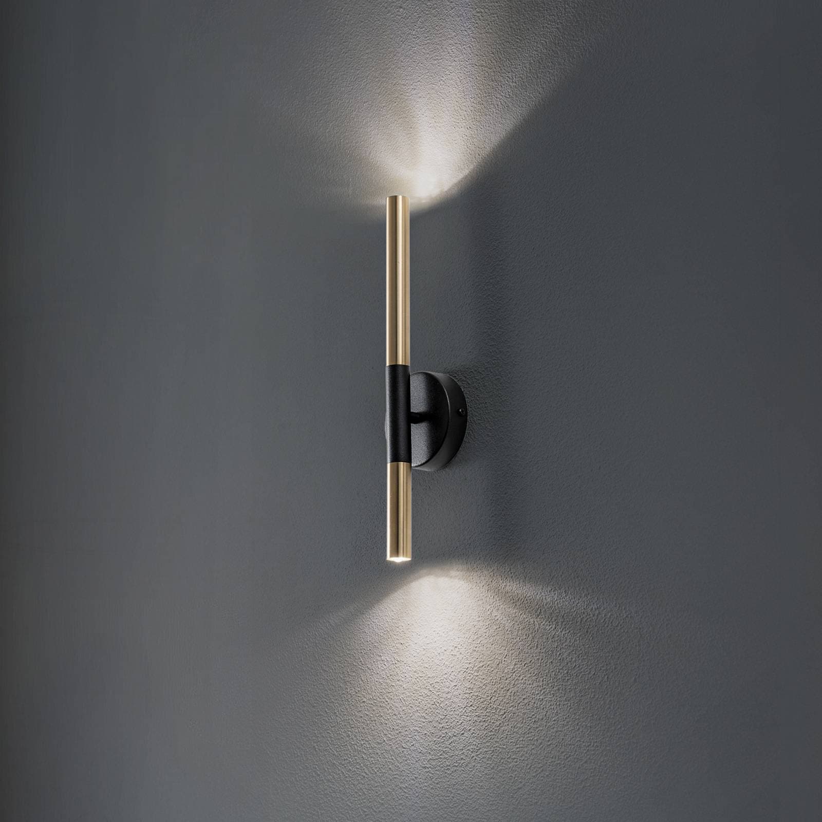 Nástenné svetlo Sopel Lux, 2-pl., čierna/zlatá, výška 38 cm
