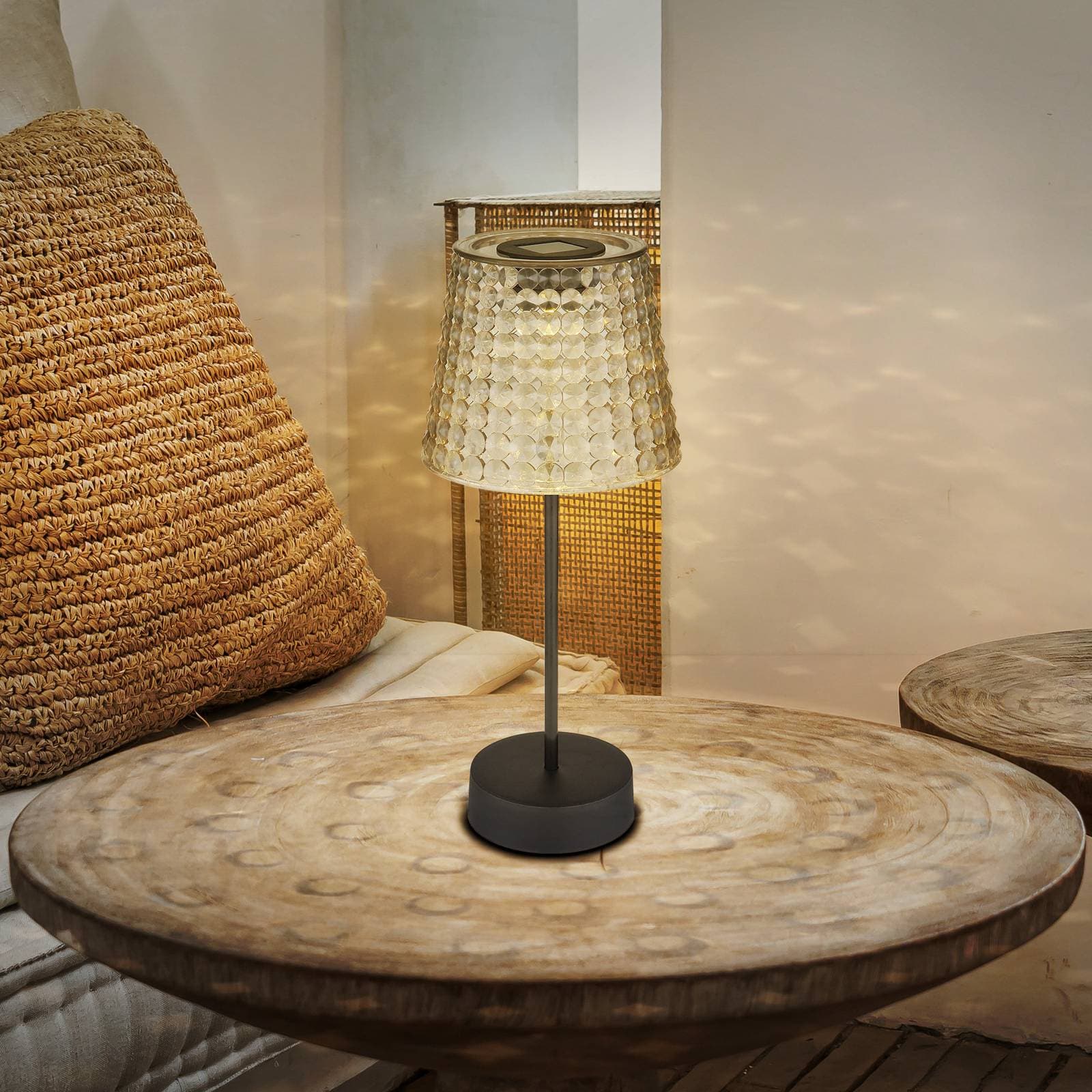 Solárna stolová lampa 36634-2S 2 ks čierna/dymová