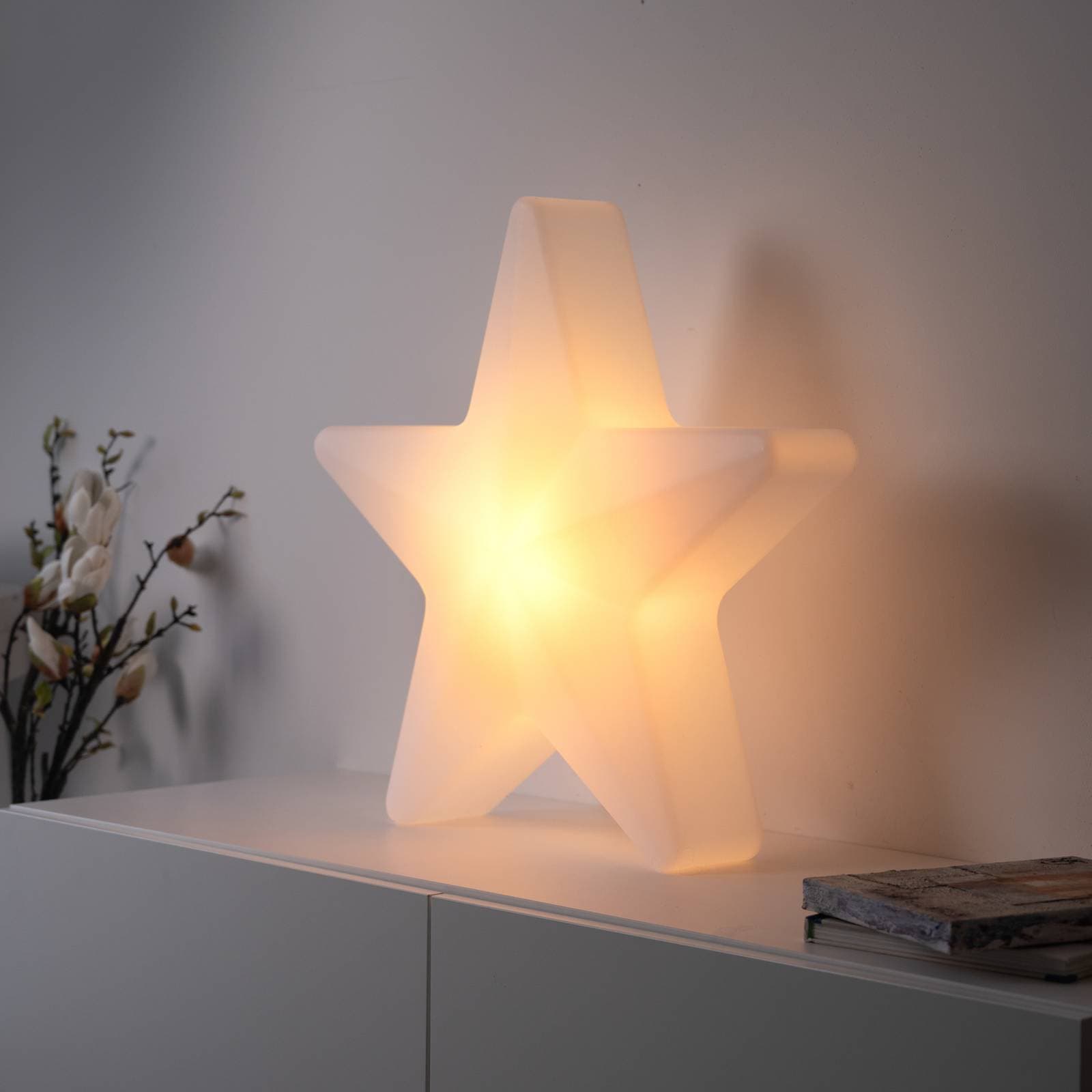LED dekoratívne svietidlo na batérie Star, výška 55 cm, IP44, biele, RGBW