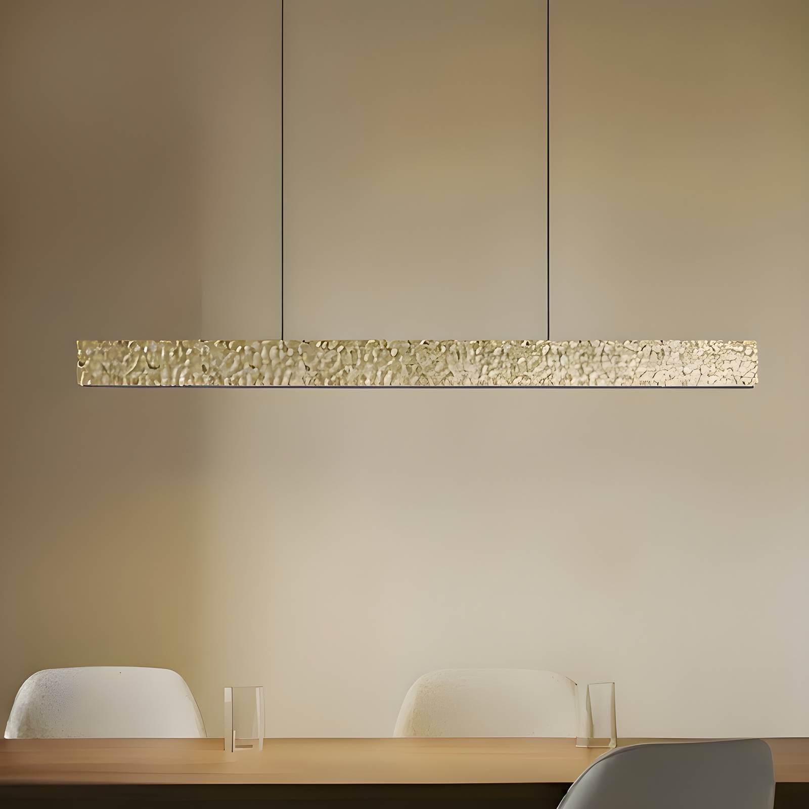 Lucande LED závesné svietidlo Nivara, 117 cm, zlatá, kov