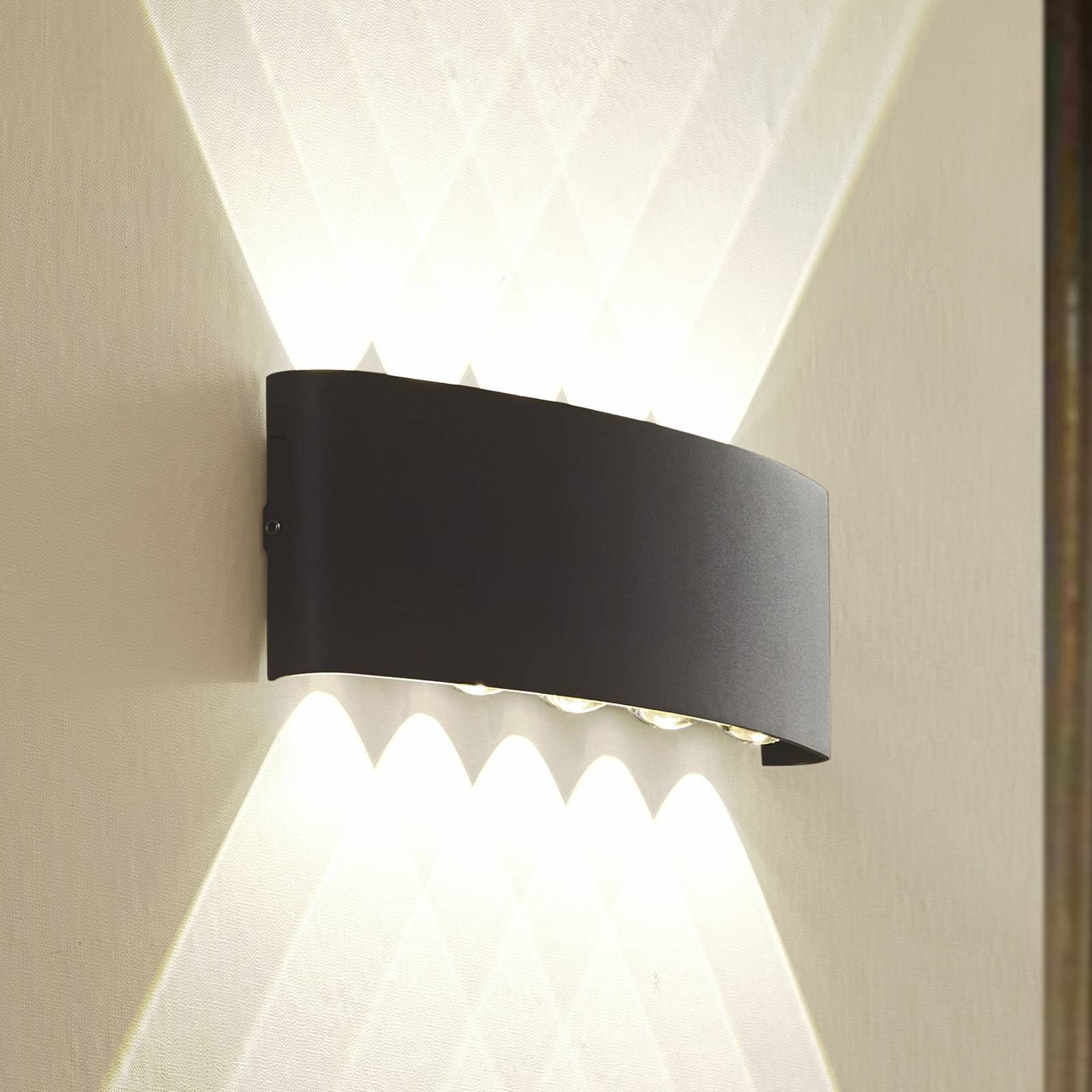 Vonkajšie nástenné svietidlo Lindby LED Ithan, 5-pl., antracitová, 27 cm