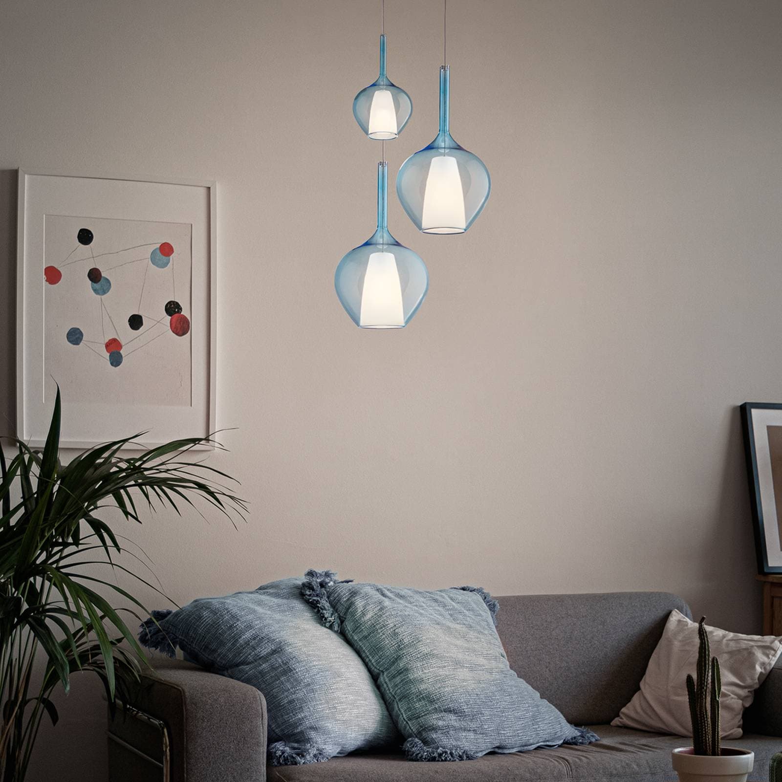 Závesné svietidlo Ideal Lux Kalique 1, modrá, Ø 18 cm, plast