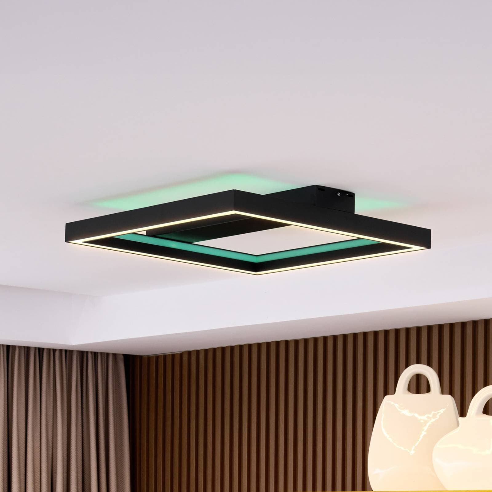 Lucande Smart LED stropné svietidlo Tjado, 50 cm, čierna, RGBW