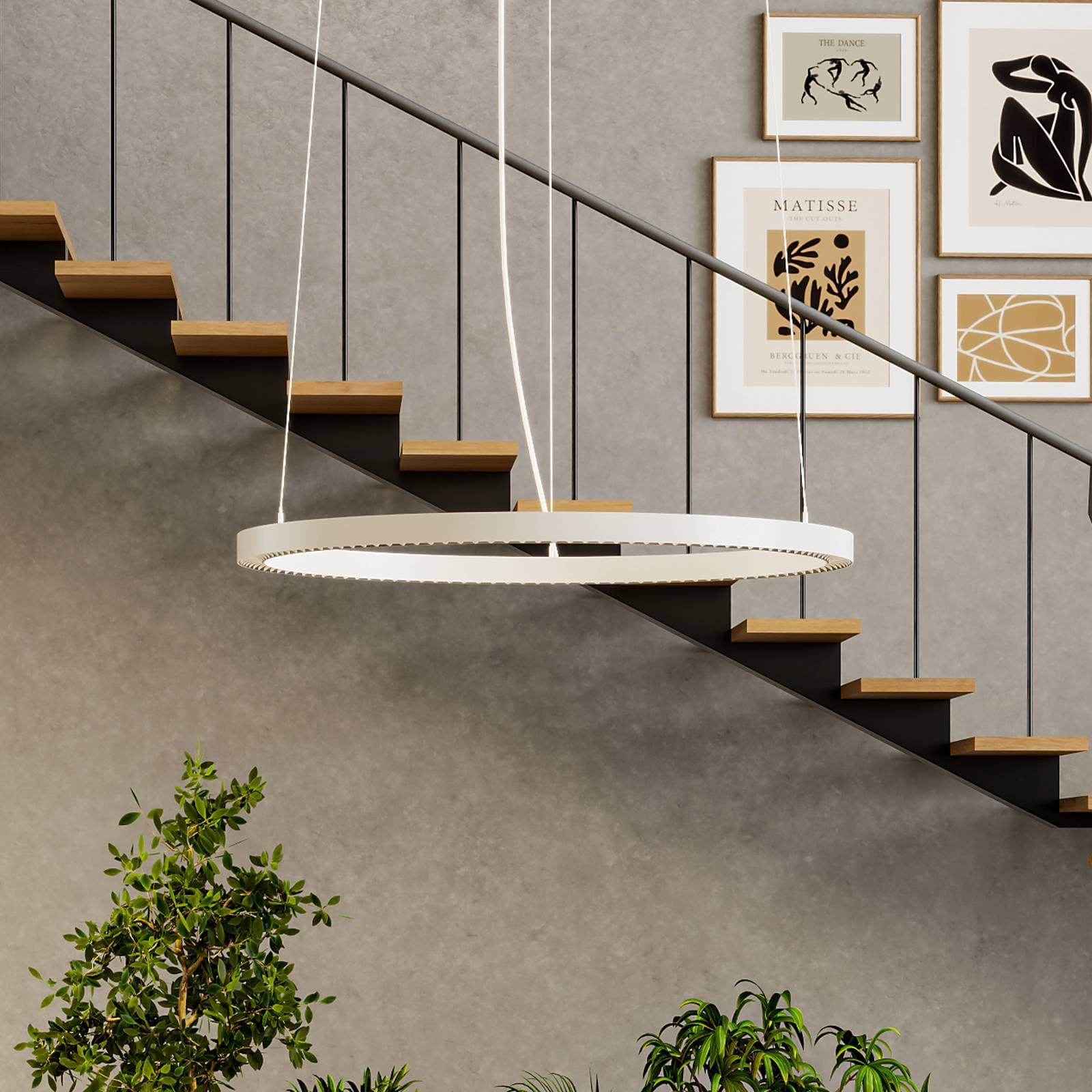 LED závesné svietidlo PERFORA PRO L, Ø 91 cm, biela, DALI, smer svetla