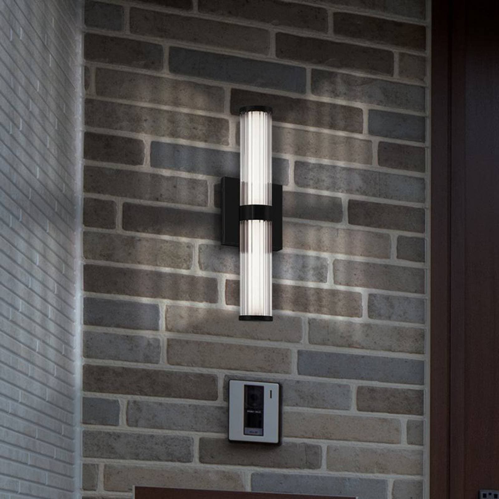 LED vonkajšie nástenné svietidlo FAYTON, čierne, výška 36 cm, kov, IP44