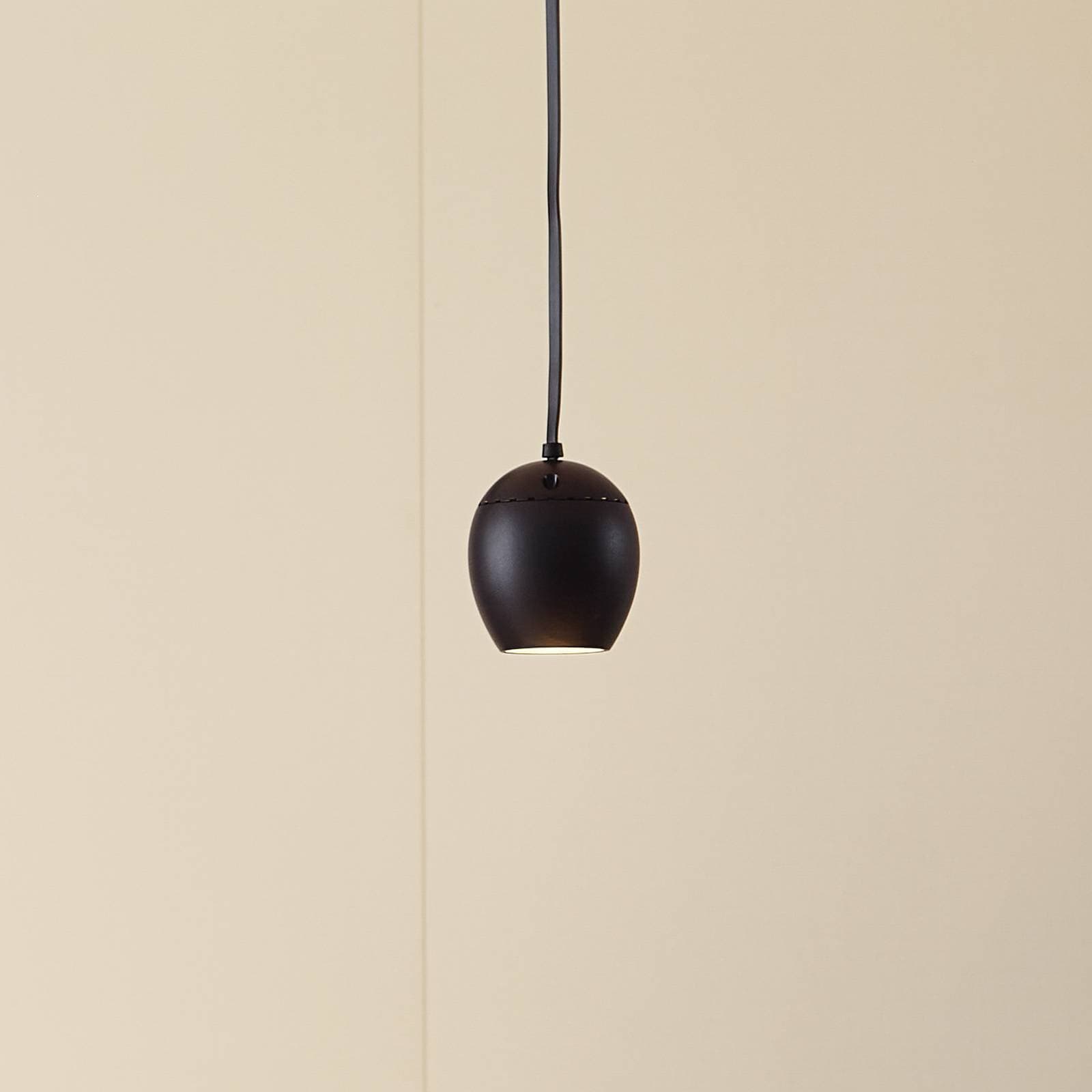 Lindby LED závesné svetlo Lumaro, čierne, Ø6,2 cm, 48V, stmievateľné