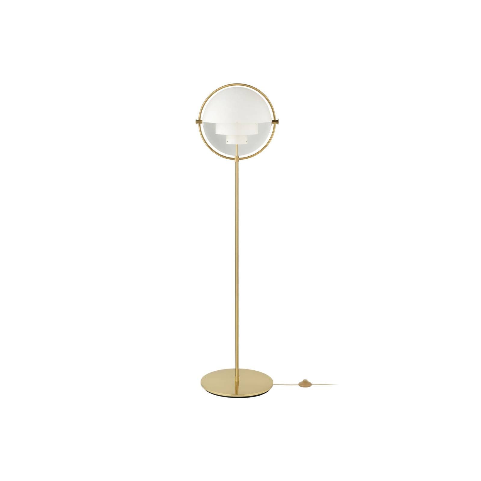 Gubi Stojacia lampa Multi-Lite, výška 148 cm, mosadz/biela
