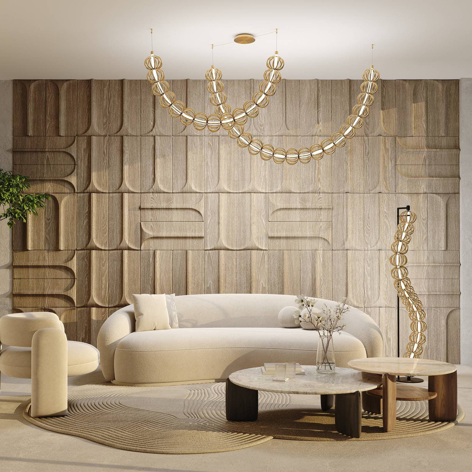 Stojacia lampa Maytoni LED Golden Cage, výška 154 cm, kov