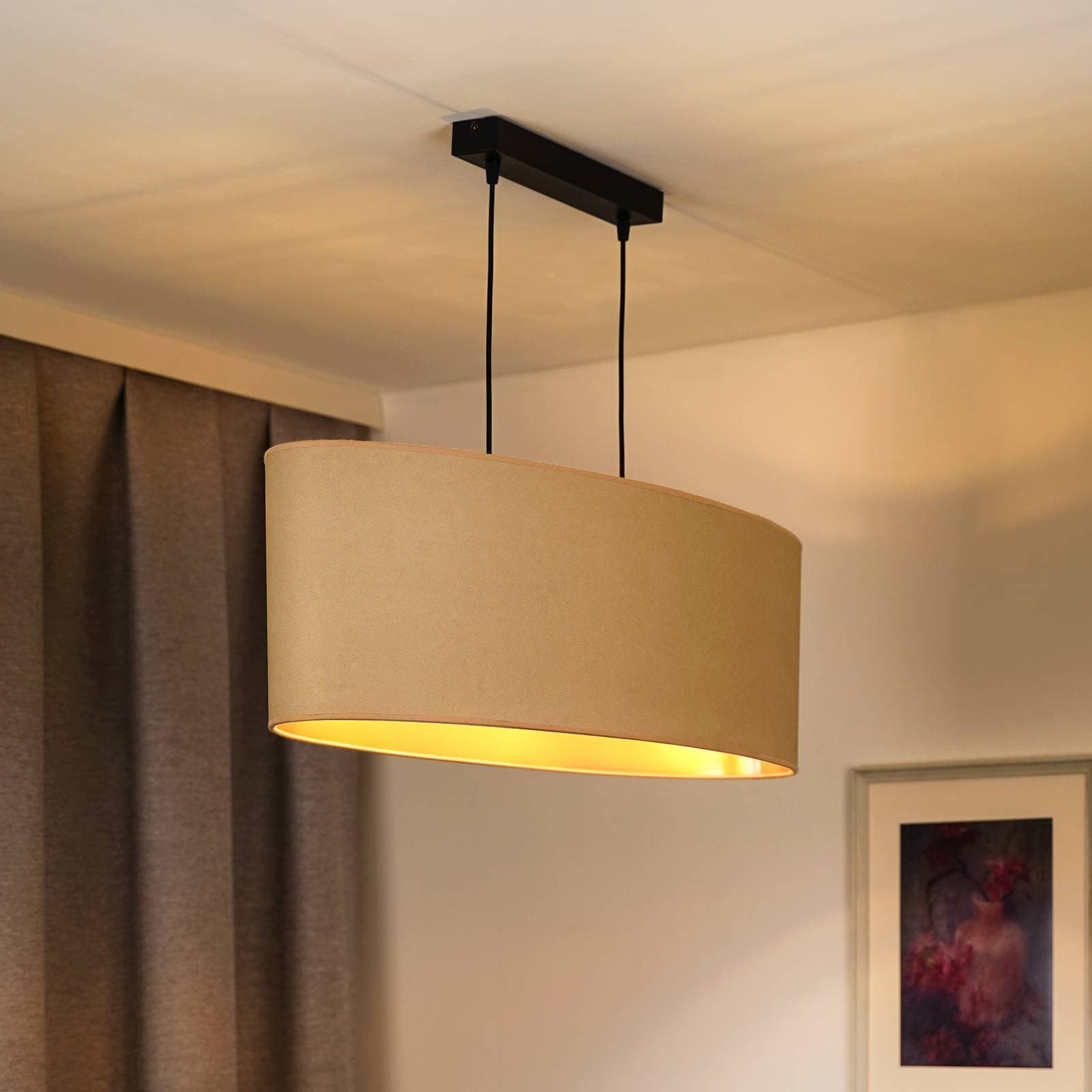 Envostar závesná lampa Idun light beige 80 cm prírodný materiál vegan