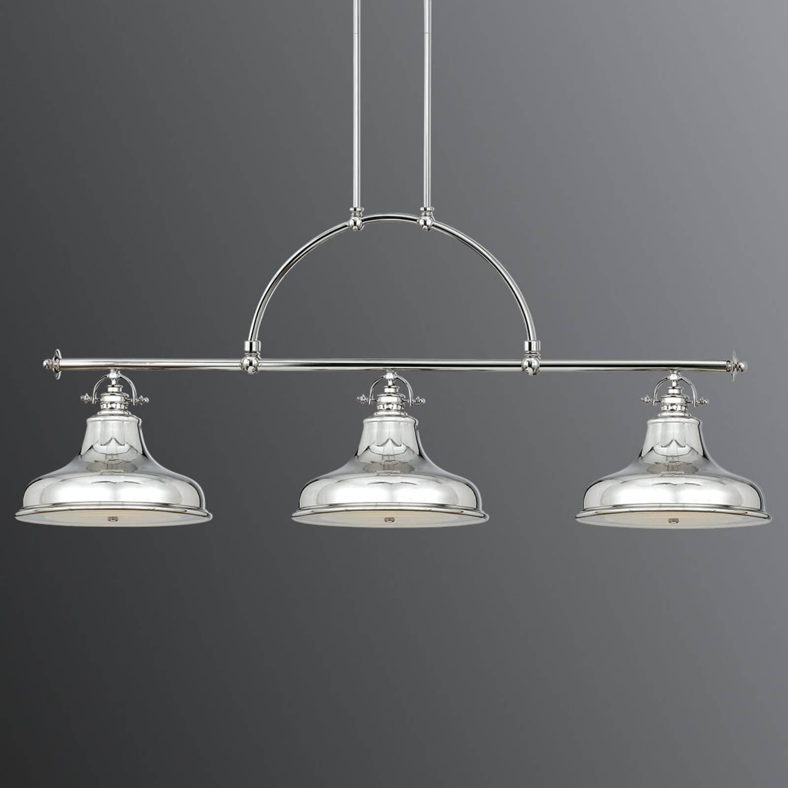 Závesná lampa Emery 3-pl. striebro