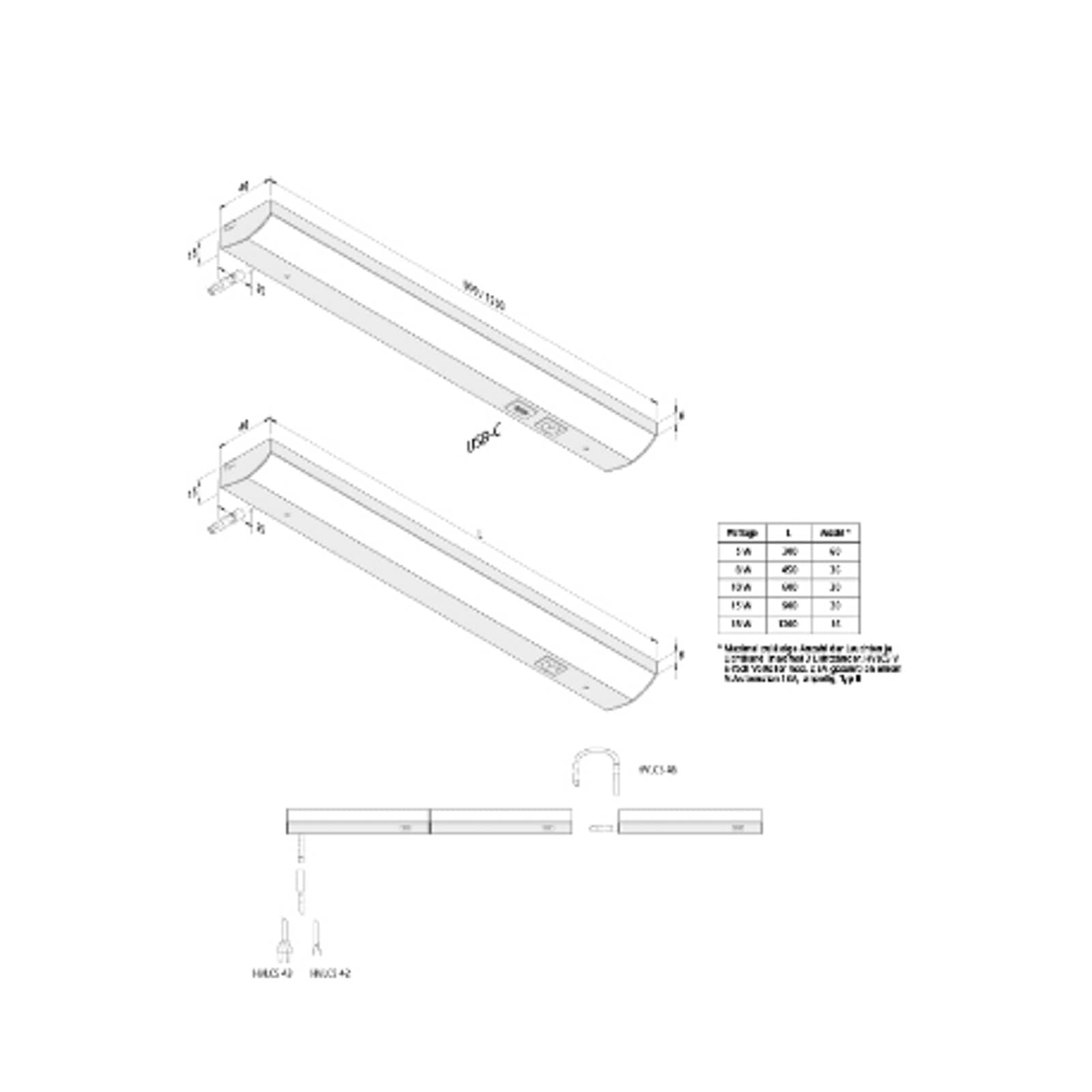 ModuLite F LED svetlo pod skrinku, čierne, 90 cm, 4 000 K hliník