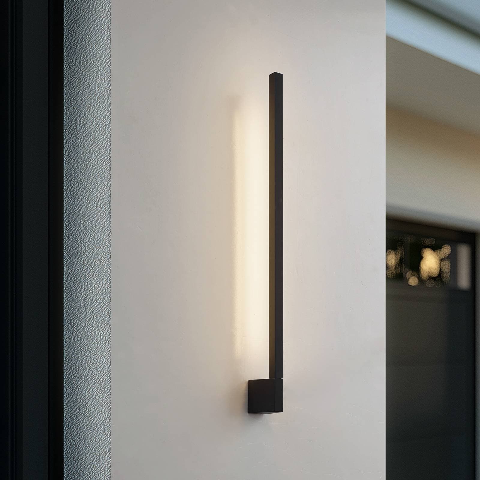 Lindby LED nástenné svetlo Neano, 80 cm, čierne, kov, IP54
