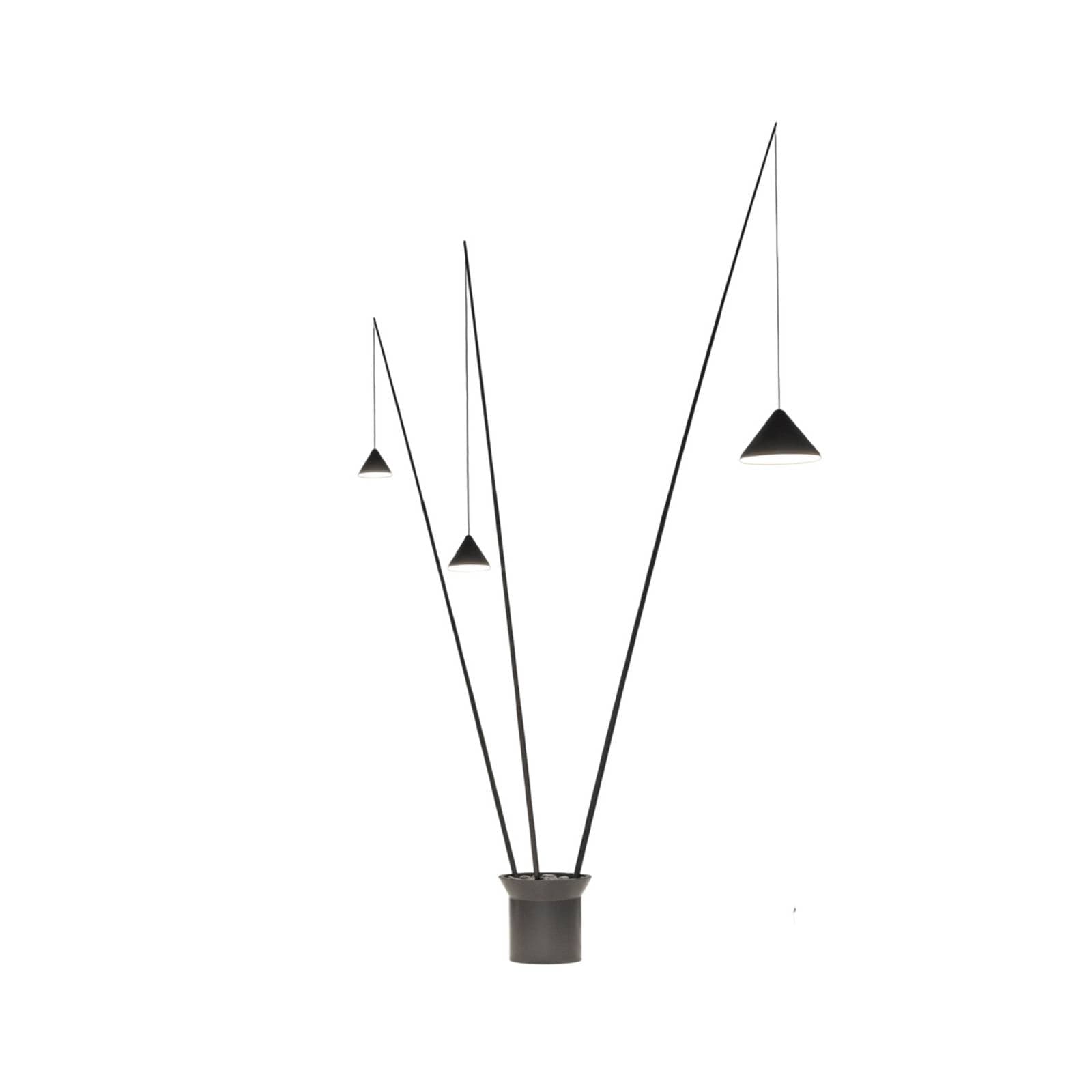 Vibia LED stojacia lampa NORTH, čierne, 3-pl., kovové, 927