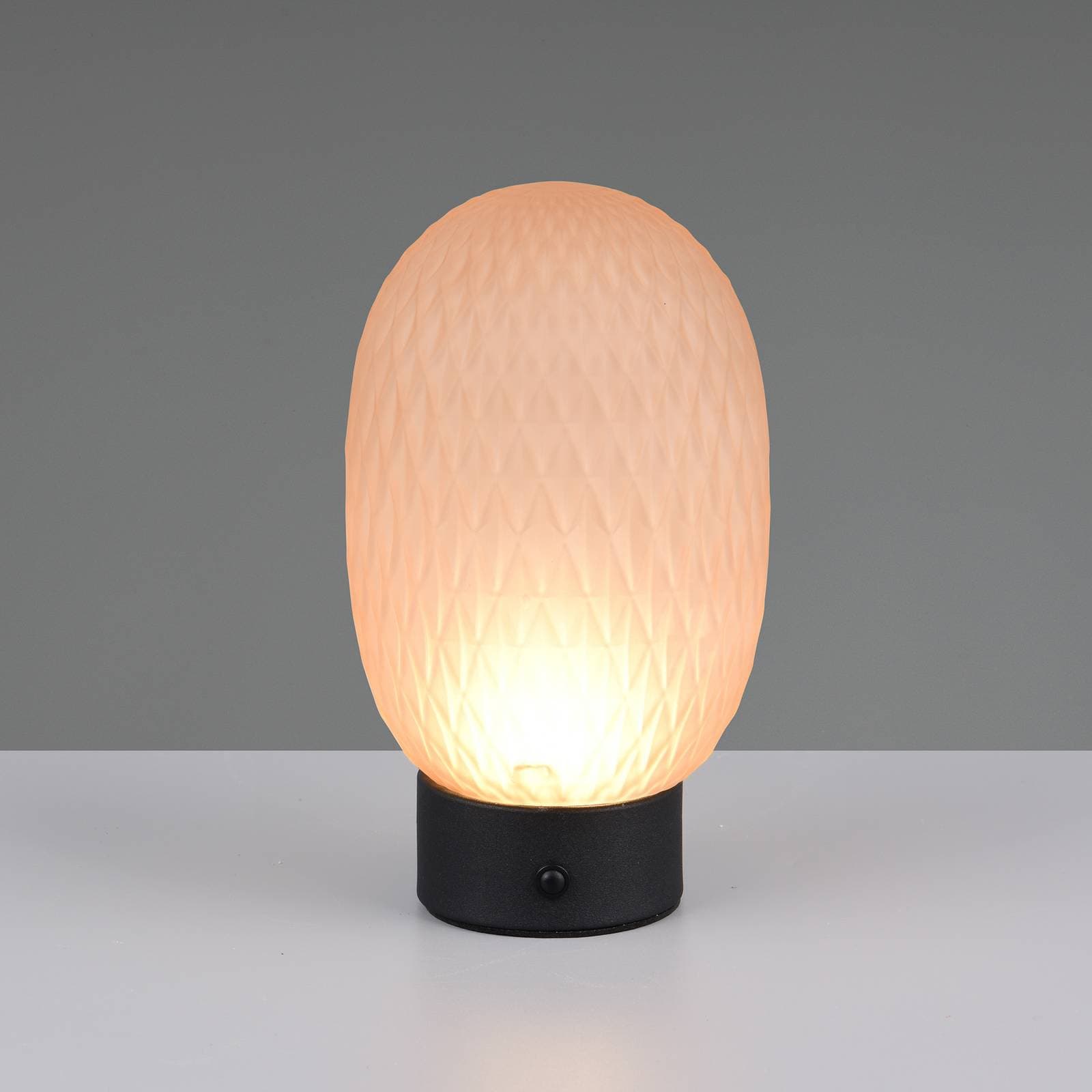 LED stolová lampa Facette, jantárová, USB, sklo