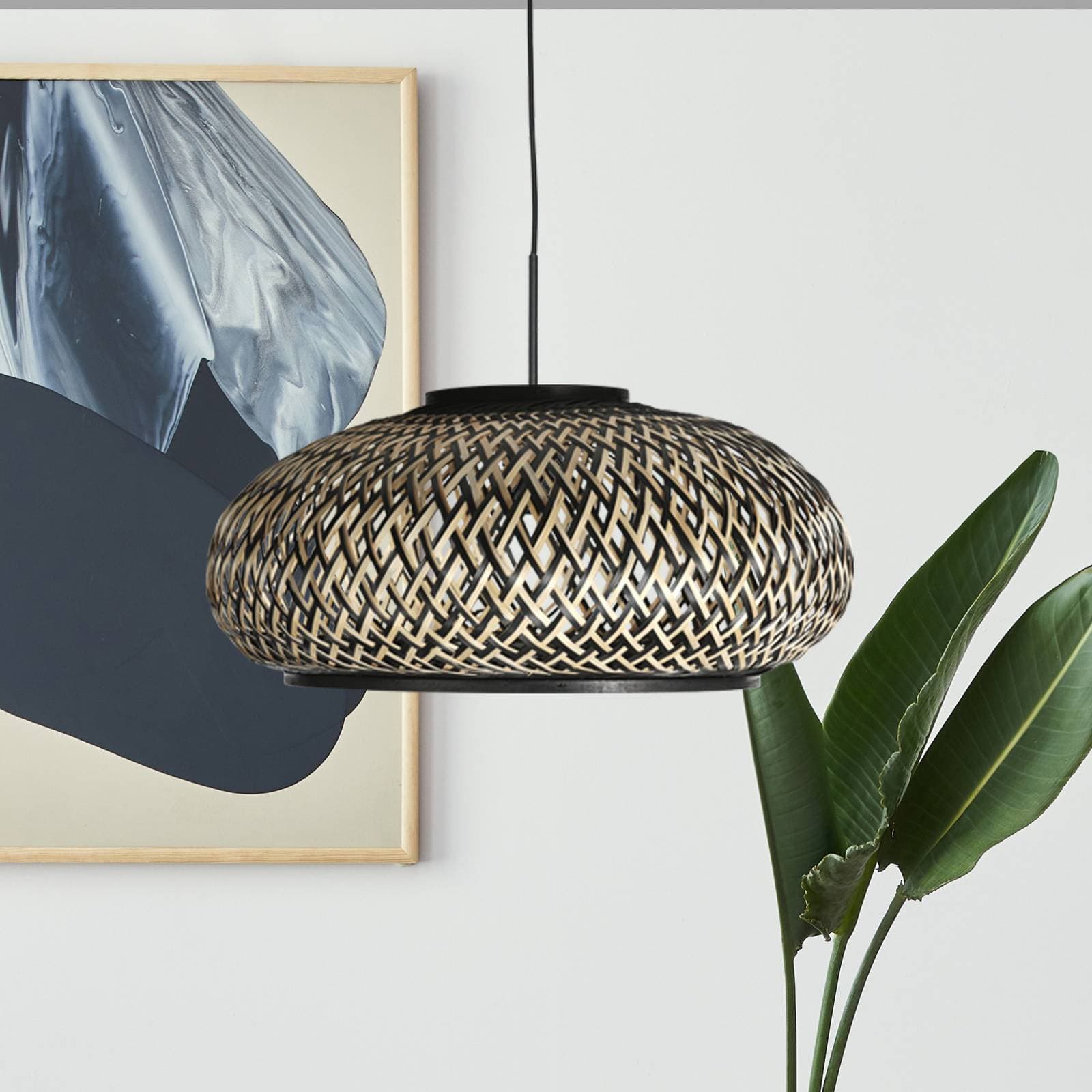 Závesné svietidlo Sparkled Light 4476ZW, bambusové pletivo, Ø 50 cm