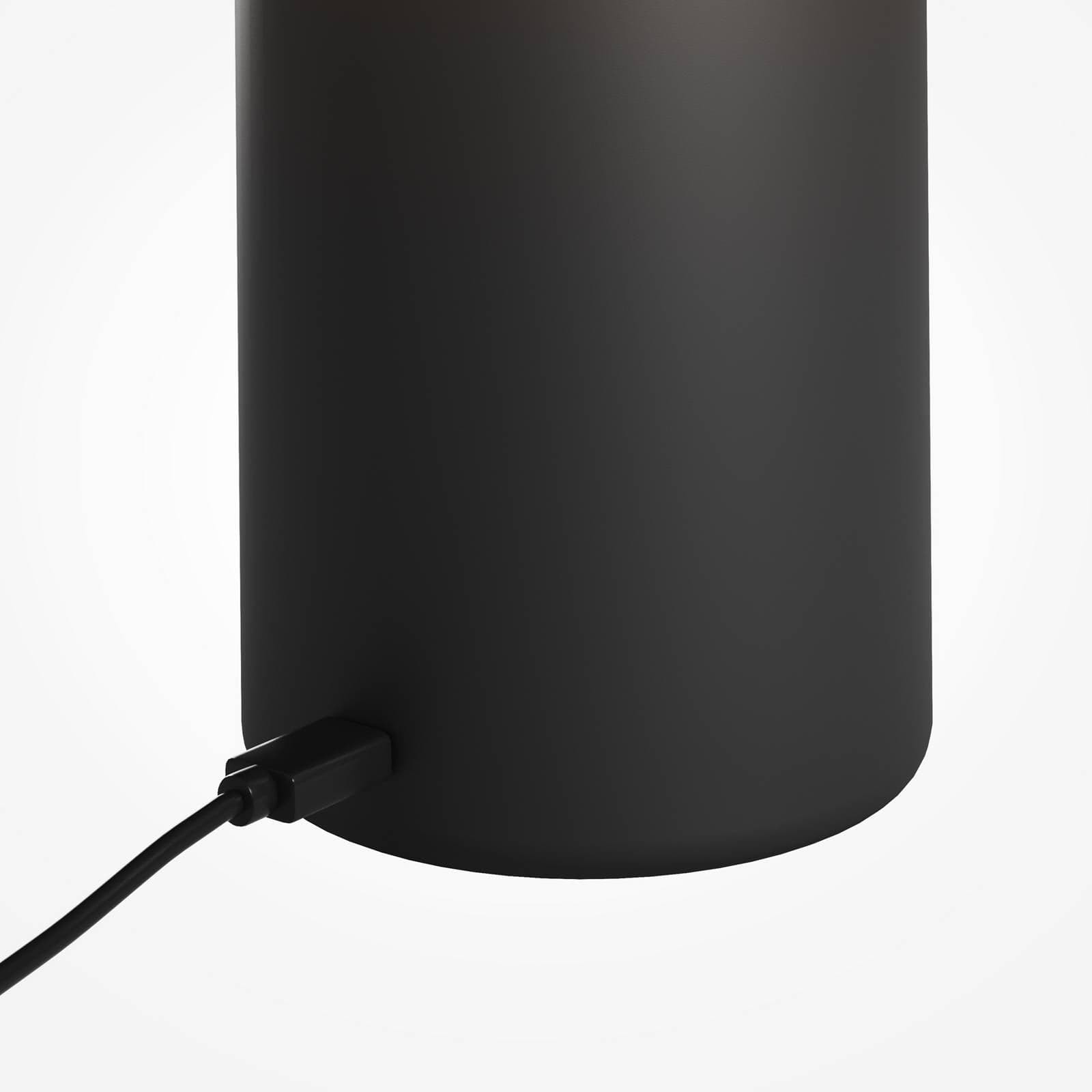Stolová LED lampa na batérie Topo, čierna, výška 20 cm, kovový stmievač