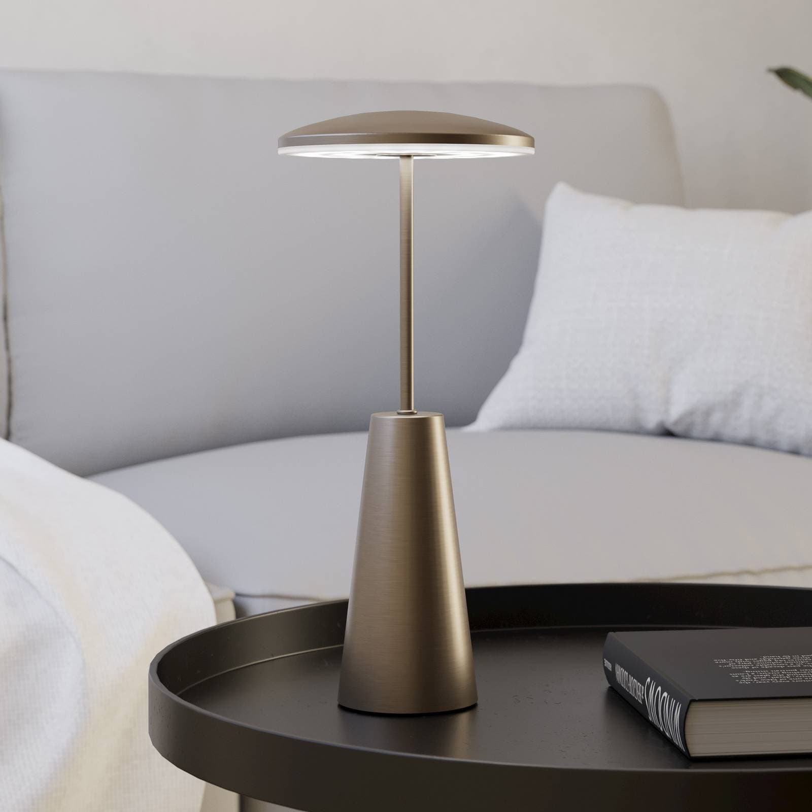 LED svietidlo na batérie Piccola, bronzová farba, výška 28 cm, IP54