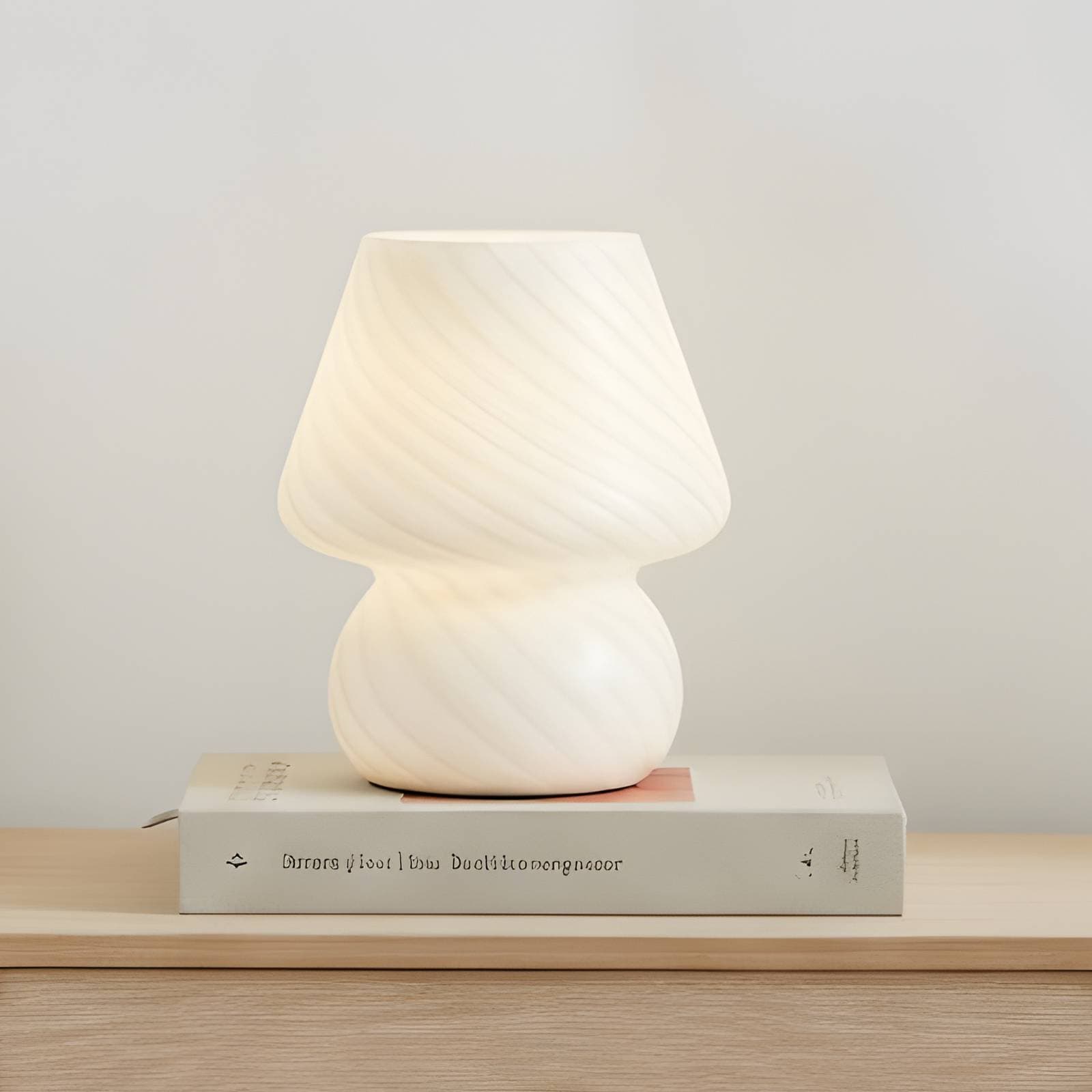 Stolná lampa Lindby Andriana, biela, sklo, Ø 15 cm