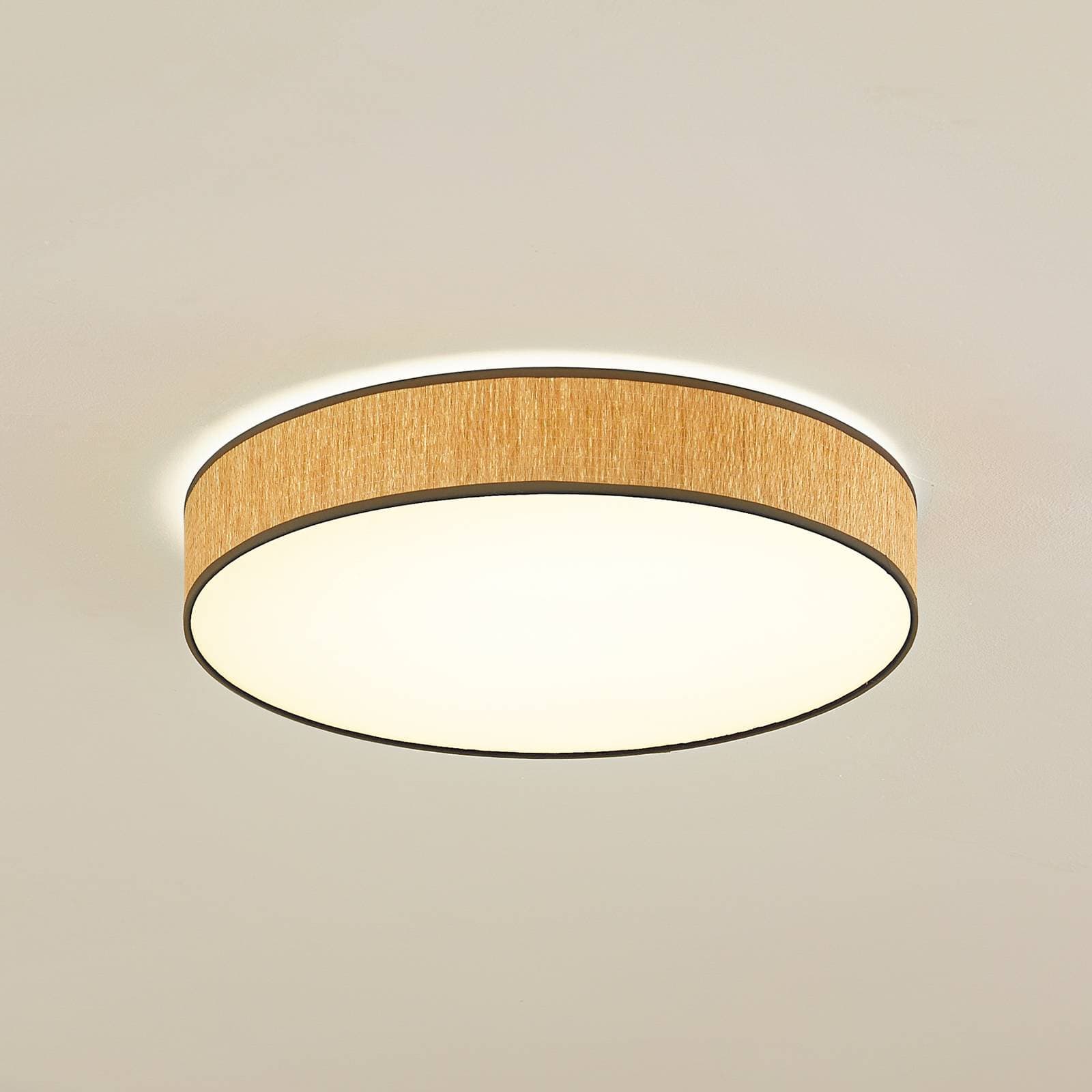 Lindby LED stropné svietidlo Jutis, béžová farba, morské riasy, Ø 50 cm