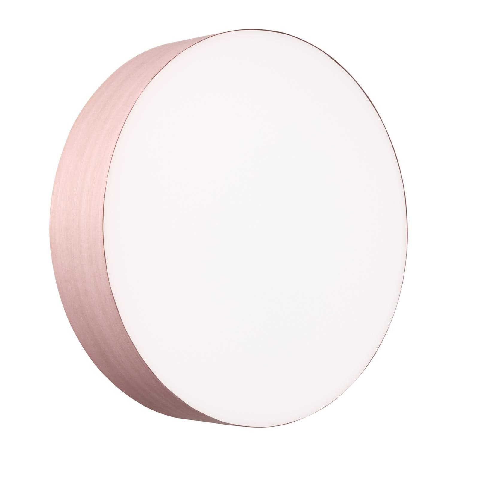 LZF LED nástenné svetlo Gea, svetloružová, Ø 42 cm, drevo