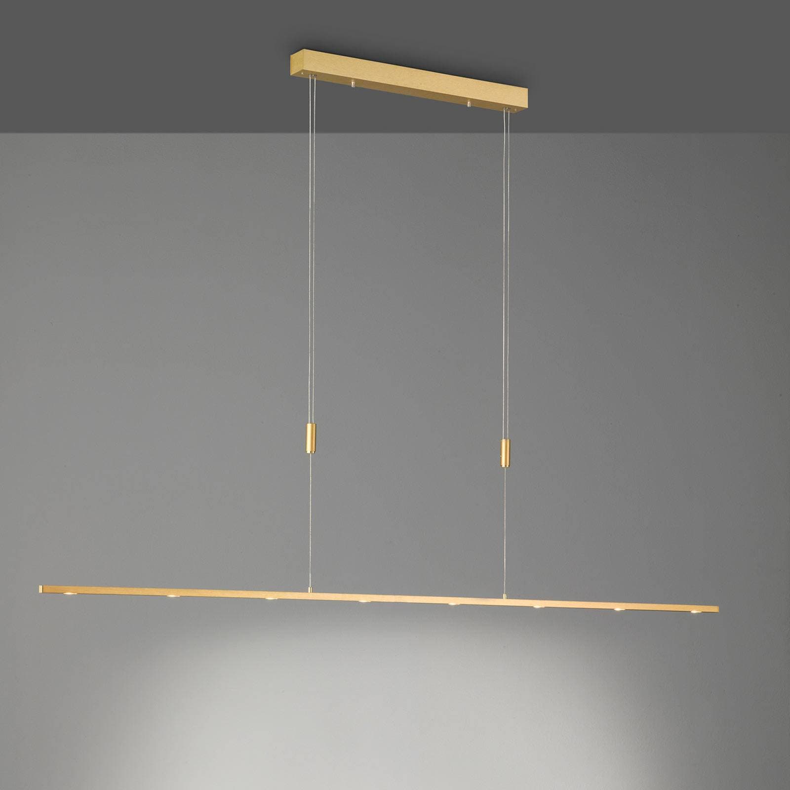 Quitani LED závesné svietidlo Tolu, dĺžka 179 cm, mosadz