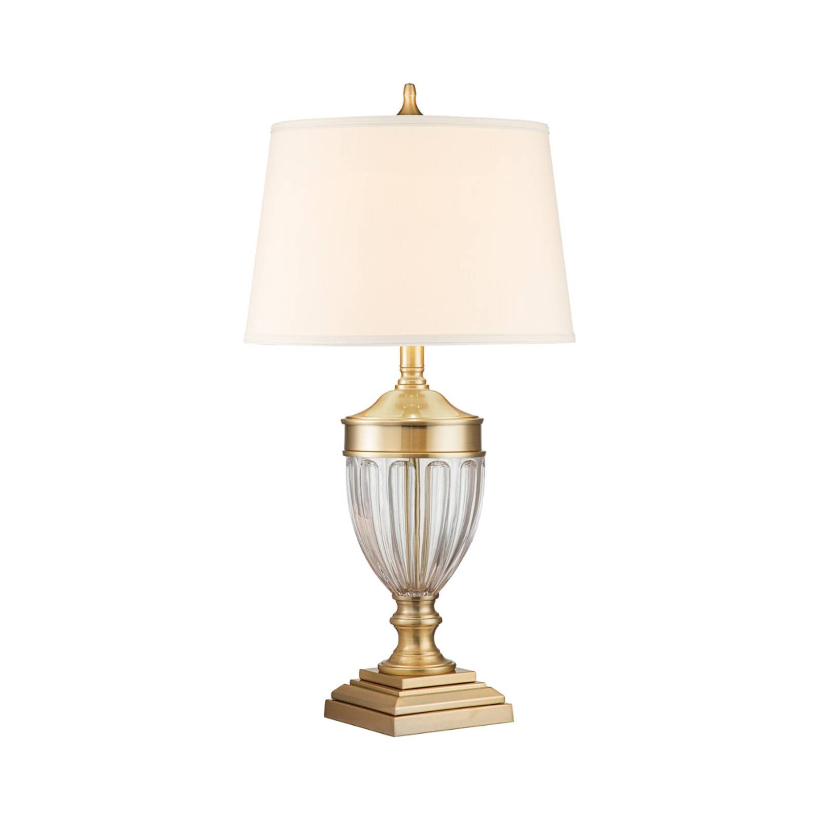 Textilná stolová lampa Dennison 1 brúsená mosadz