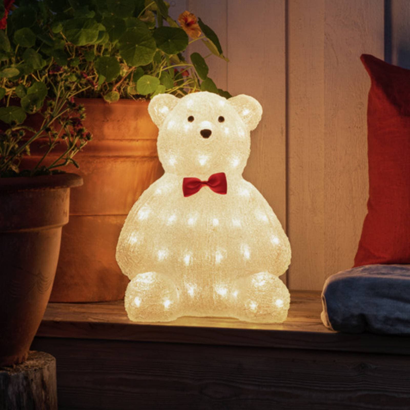 Dekoračná LED figúrka Teddybär číra IP44 38 cm