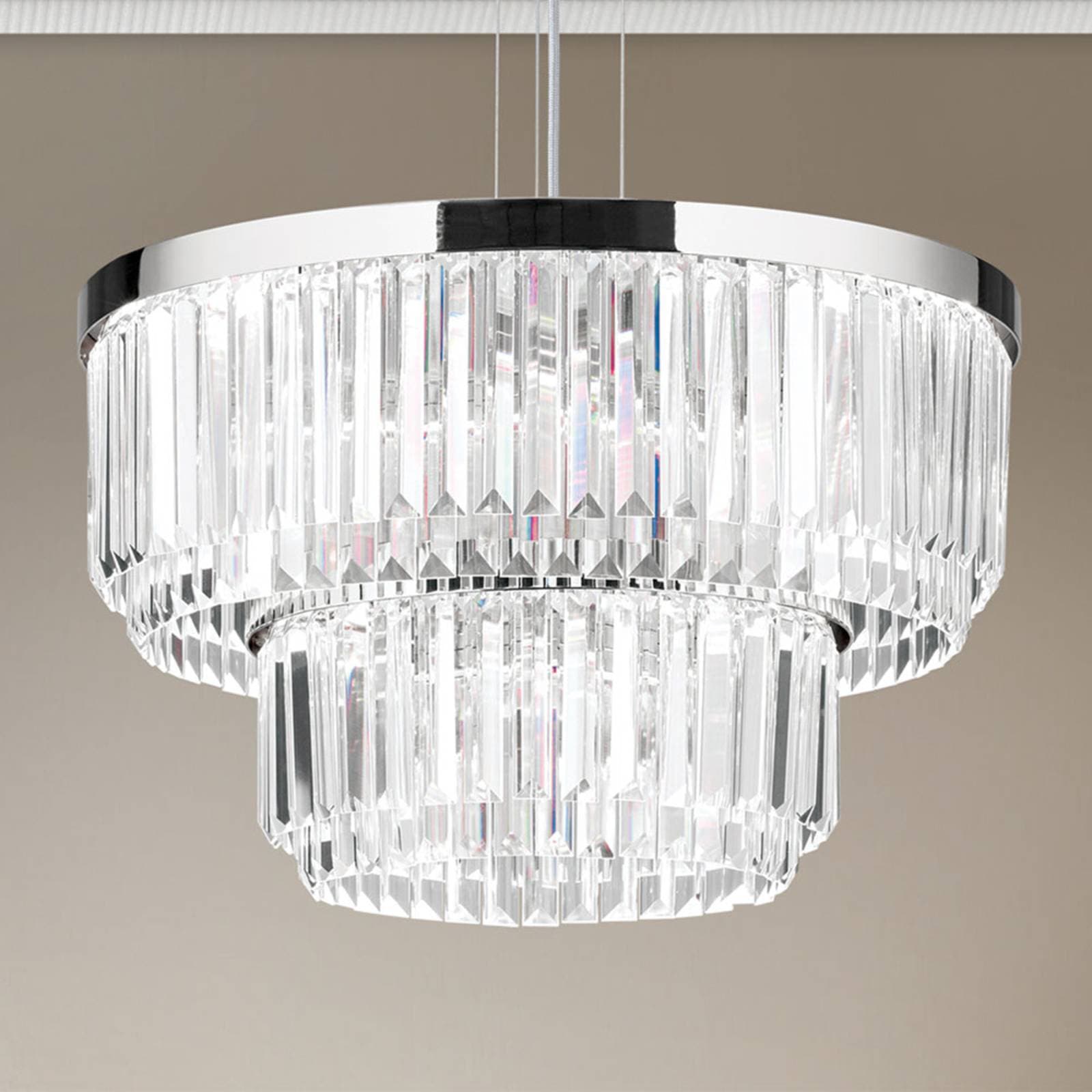 Závesné LED svietidlo Prism, okrúhle Ø 55 cm chróm