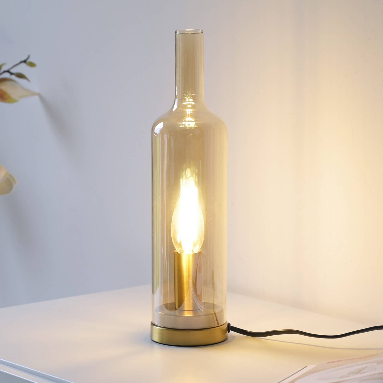 JUST LIGHT. stolová lampa Bottle, jantárová, sklo, E14