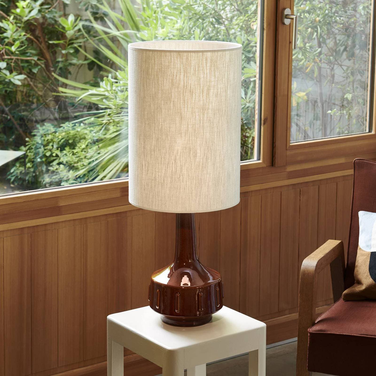 MARKET SET stolová lampa Jimmy, hnedá/béžová, výška 83 cm