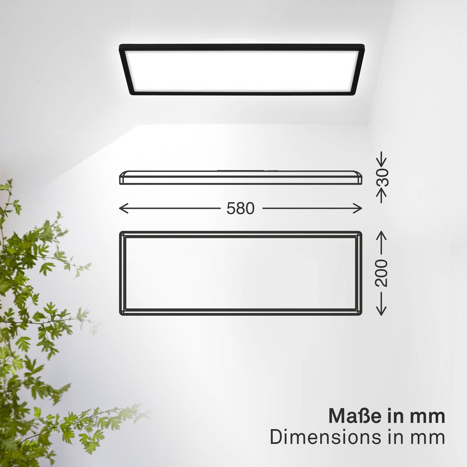 LED panel Shallow on/off, 58 x 20 cm, čierny, 840 podsvietenie