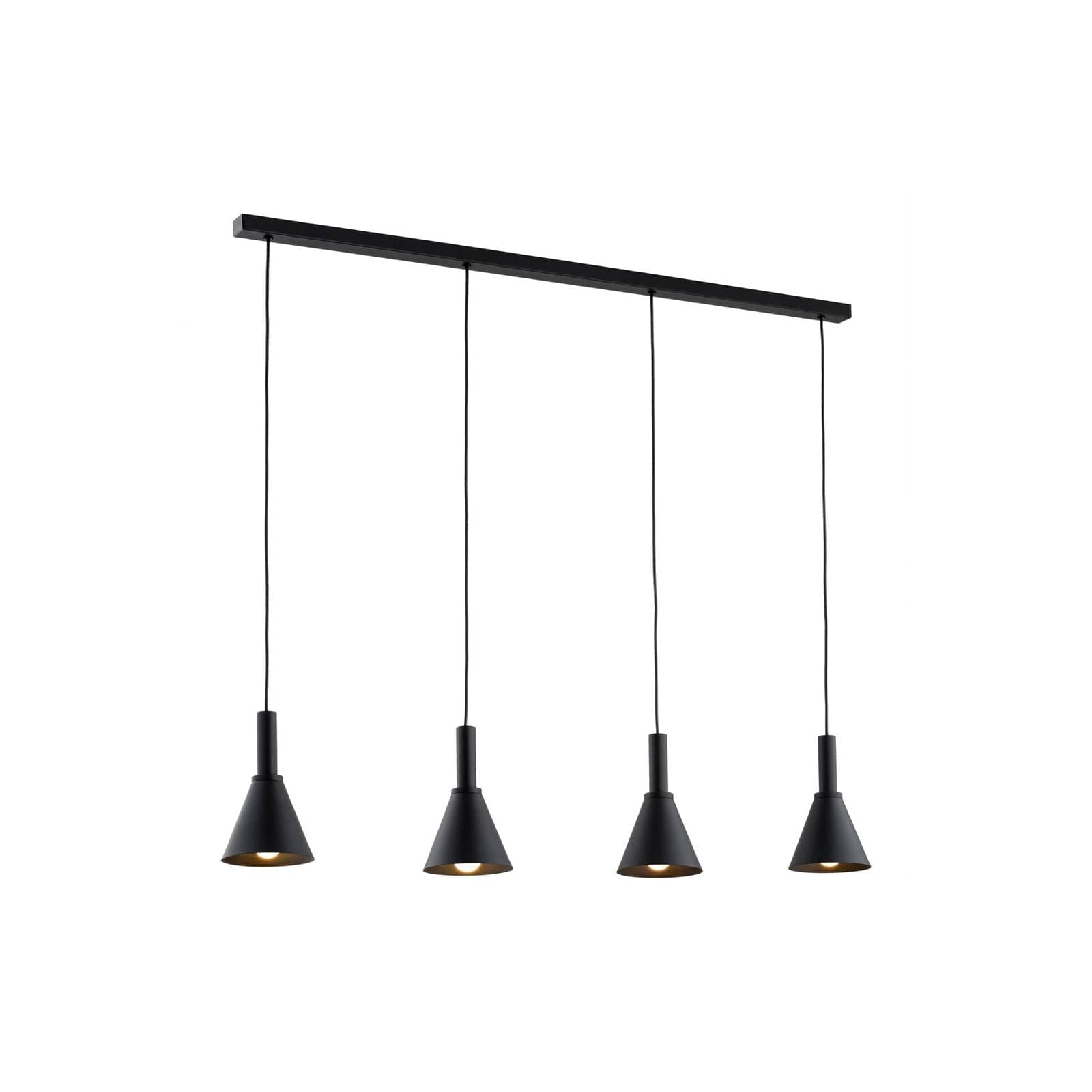 Závesné svietidlo Norte, čierne, oceľ, dĺžka 114 cm, 4-pl