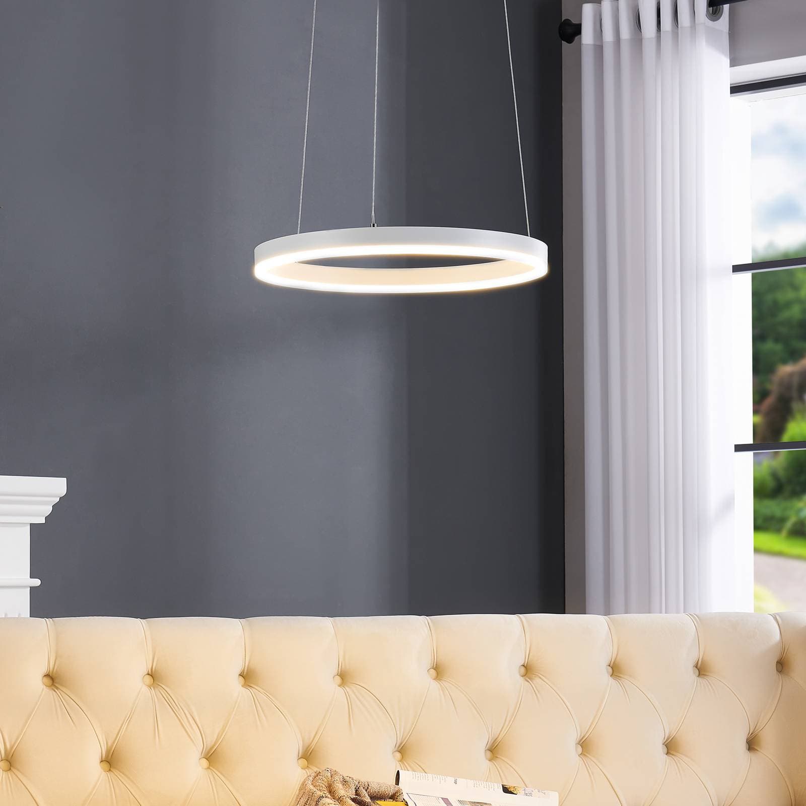 LED závesné svietidlo Arcchio Albiona, biele, 1 krúžok, Ø 40 cm